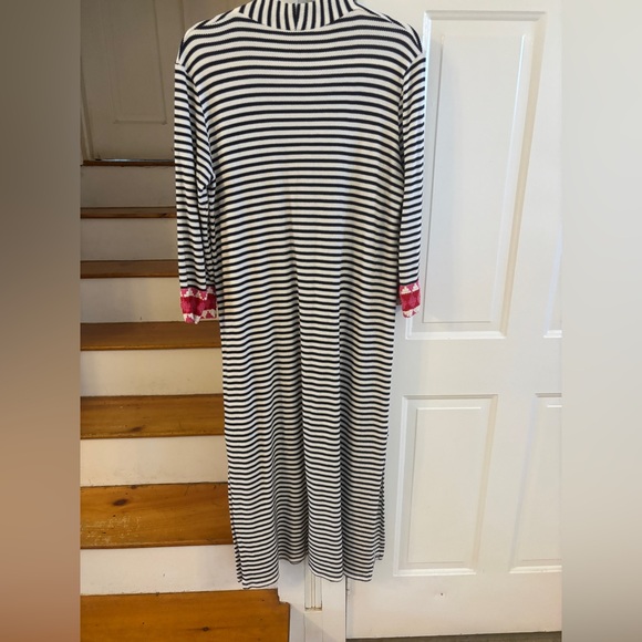 Vilagallo Designer Dress Blue and White Striped Knit, Size M/L Made In Spain - Picture 3 of 6